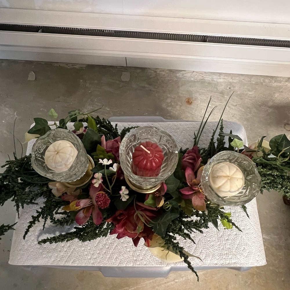 Elegant Floral Candle Holder Centerpiece